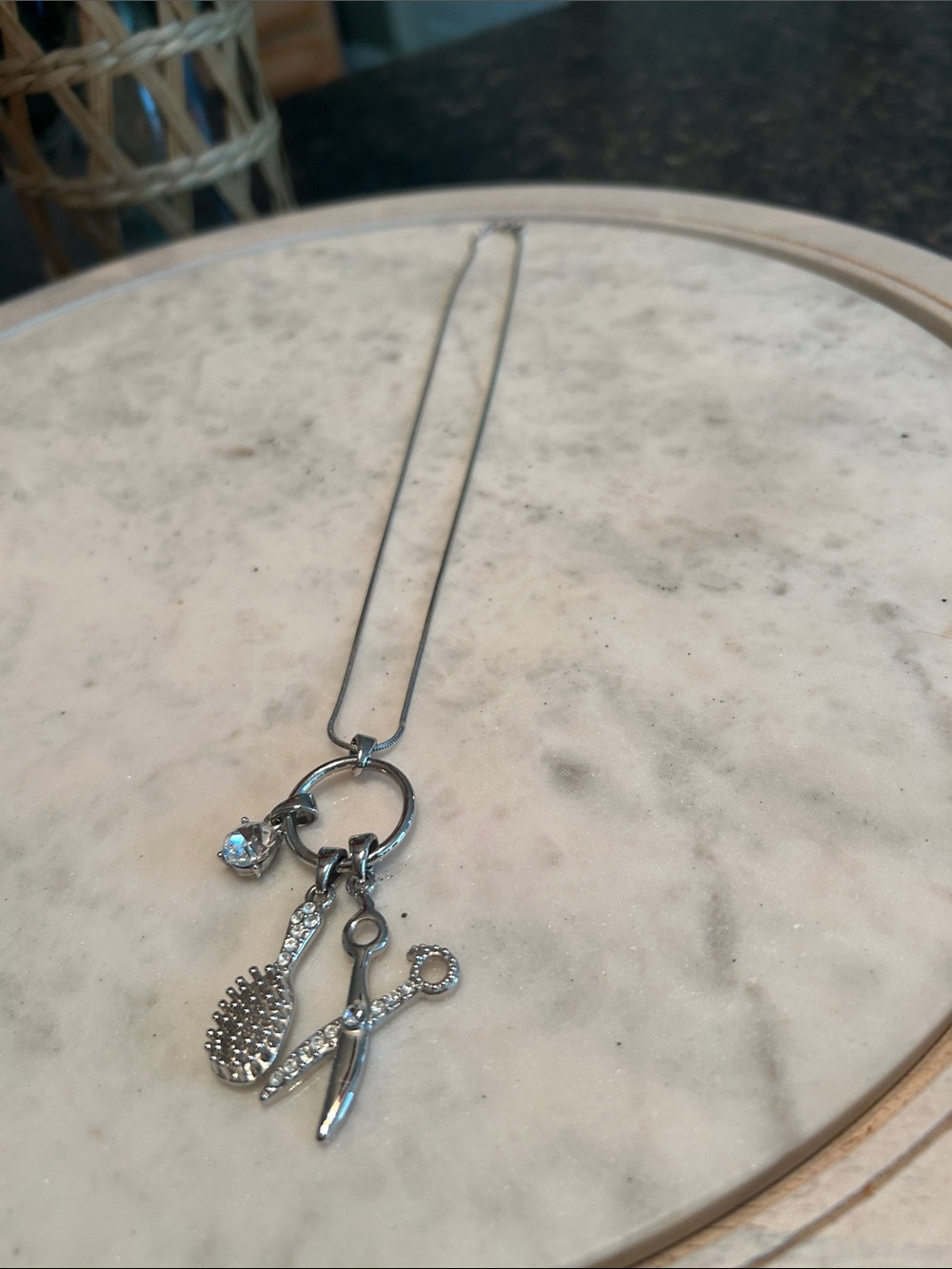 Sterling Silver Hairdresser Charm Necklace in Silver